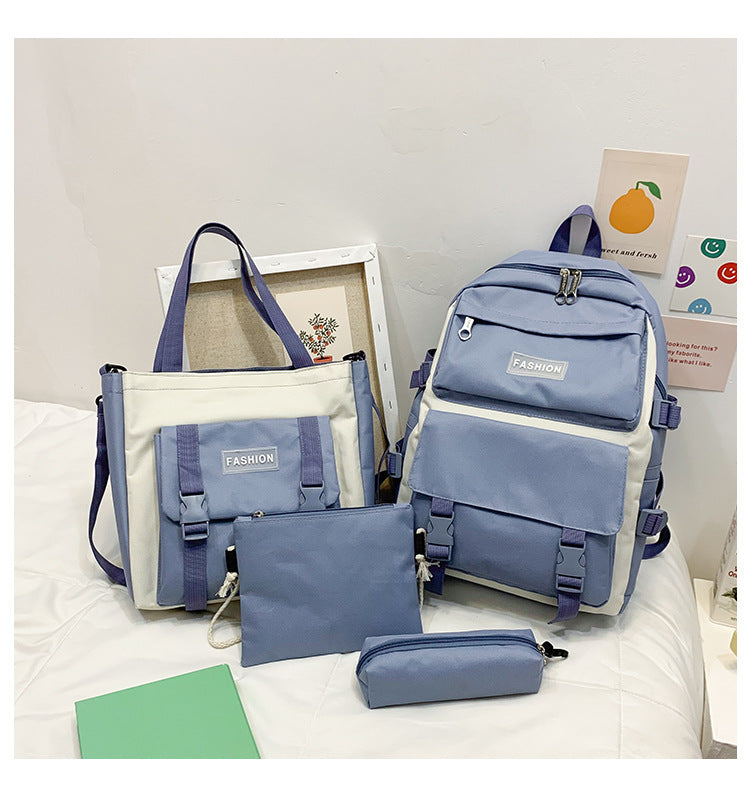 Ensemble de 4 Sacs en Toile pour Fille - Sacs à Dos Kawaii pour Lycéennes, Sac à Main, Sac à Livres et Sac d’École pour Étudiantes - La Maison Cozy