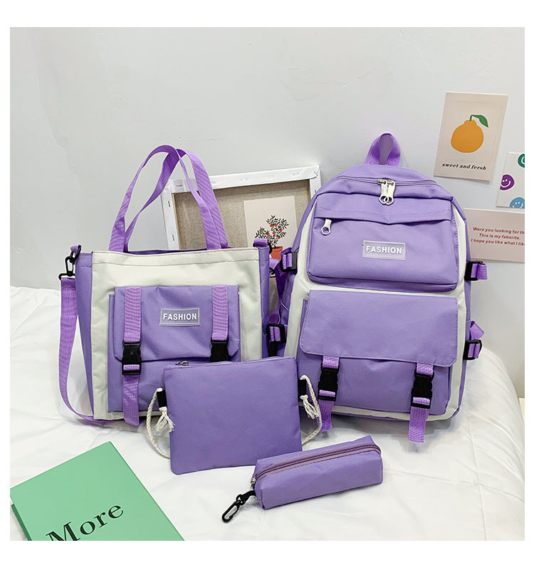 Ensemble de 4 Sacs en Toile pour Fille - Sacs à Dos Kawaii pour Lycéennes, Sac à Main, Sac à Livres et Sac d’École pour Étudiantes - La Maison Cozy