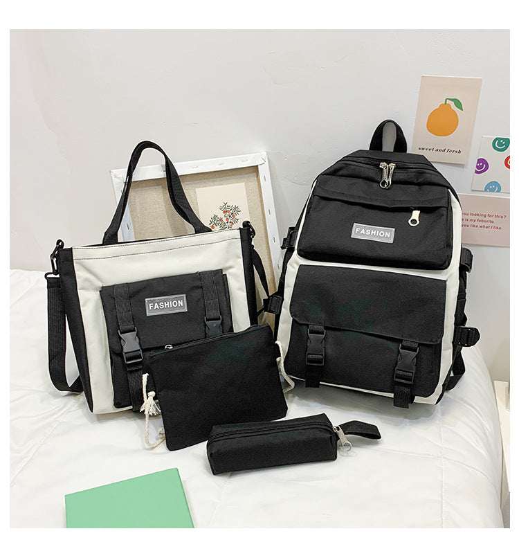 Ensemble de 4 Sacs en Toile pour Fille - Sacs à Dos Kawaii pour Lycéennes, Sac à Main, Sac à Livres et Sac d’École pour Étudiantes - La Maison Cozy