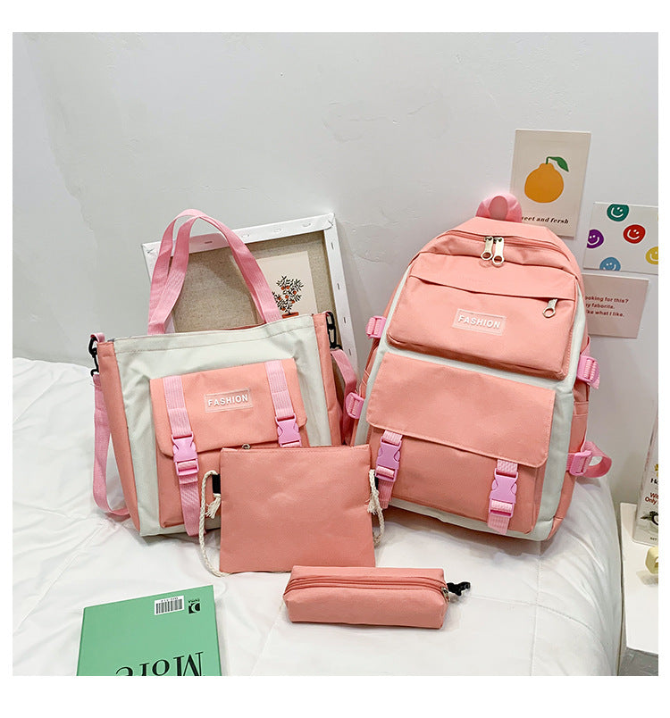 Ensemble de 4 Sacs en Toile pour Fille - Sacs à Dos Kawaii pour Lycéennes, Sac à Main, Sac à Livres et Sac d’École pour Étudiantes - La Maison Cozy