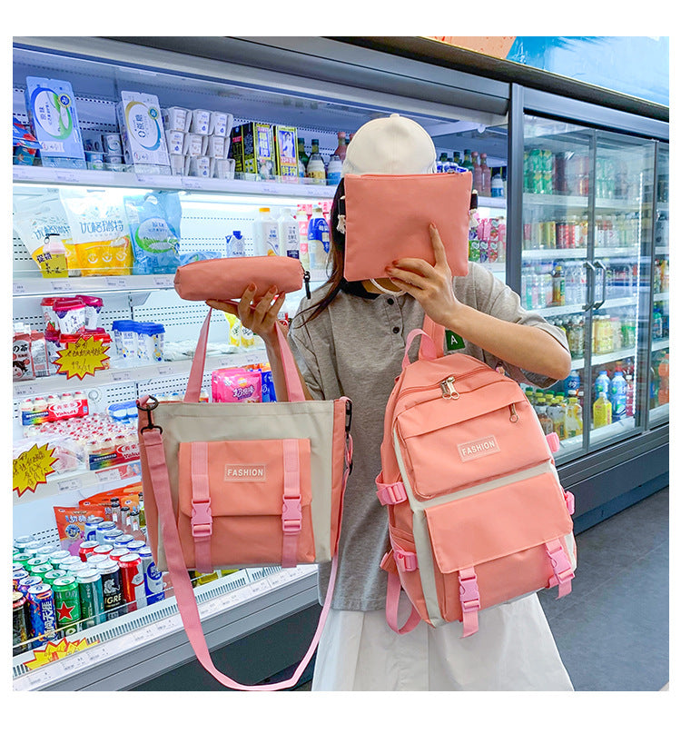Ensemble de 4 Sacs en Toile pour Fille - Sacs à Dos Kawaii pour Lycéennes, Sac à Main, Sac à Livres et Sac d’École pour Étudiantes - La Maison Cozy
