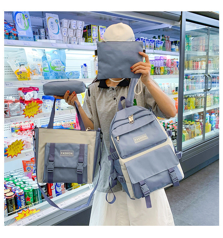 Ensemble de 4 Sacs en Toile pour Fille - Sacs à Dos Kawaii pour Lycéennes, Sac à Main, Sac à Livres et Sac d’École pour Étudiantes - La Maison Cozy