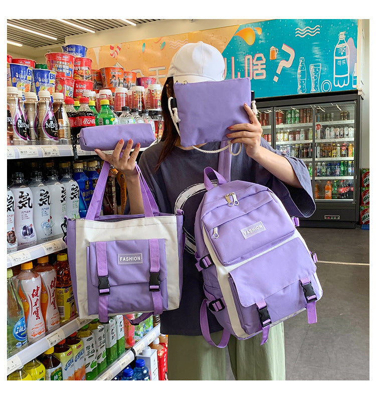 Ensemble de 4 Sacs en Toile pour Fille - Sacs à Dos Kawaii pour Lycéennes, Sac à Main, Sac à Livres et Sac d’École pour Étudiantes - La Maison Cozy