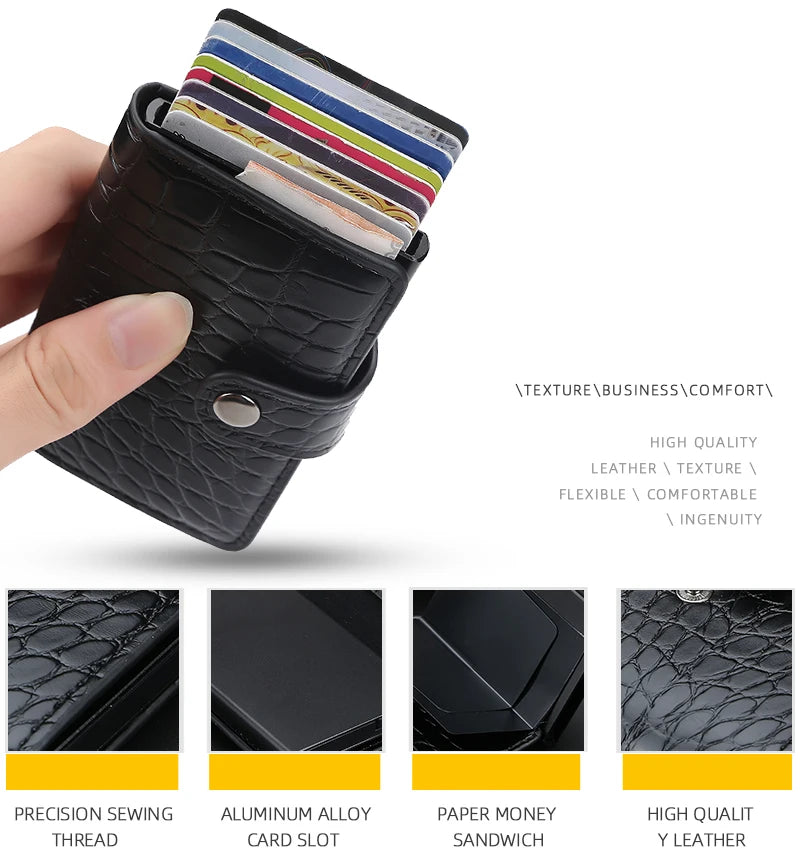Porte-Monnaie RFID Anti-Piratage – Porte-Cartes en Cuir et Aluminium pour Hommes - La Maison Cozy