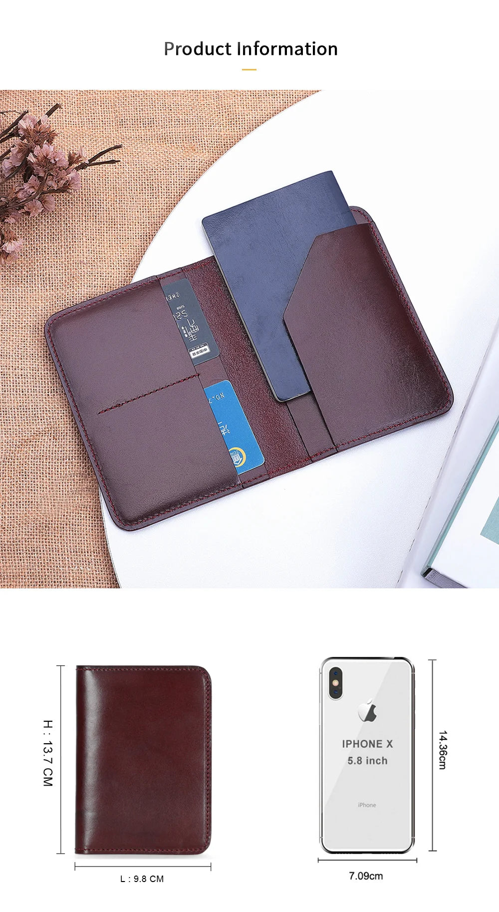 Pochette à Passeport en Cuir Véritable - Porte-Cartes de Crédit et Carte d'Identité - La Maison Cozy