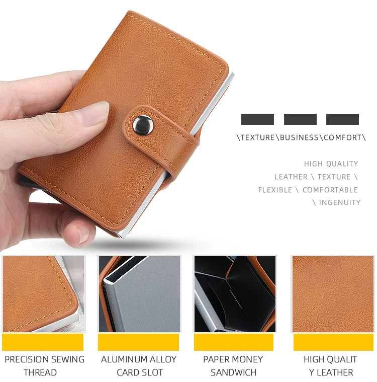 Porte-Monnaie RFID Anti-Piratage – Porte-Cartes en Cuir et Aluminium pour Hommes - La Maison Cozy