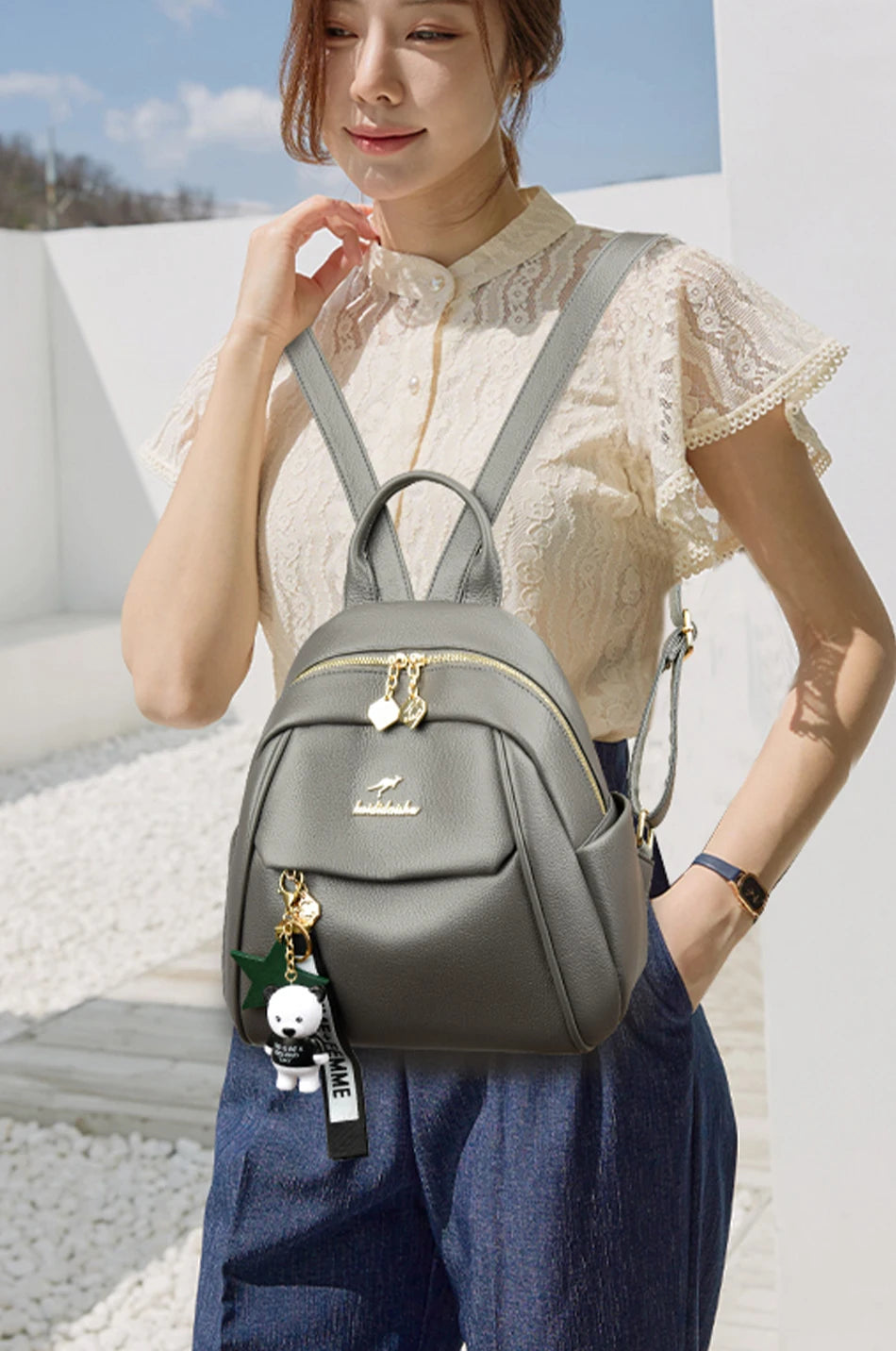Sac à Dos Femme en Cuir de Qualité - Sac à Dos Casual, Sac à Dos Vintage Noir, Sac Scolaire pour Filles, Sac à Dos de Jour, Mochila Rucksack - La Maison Cozy