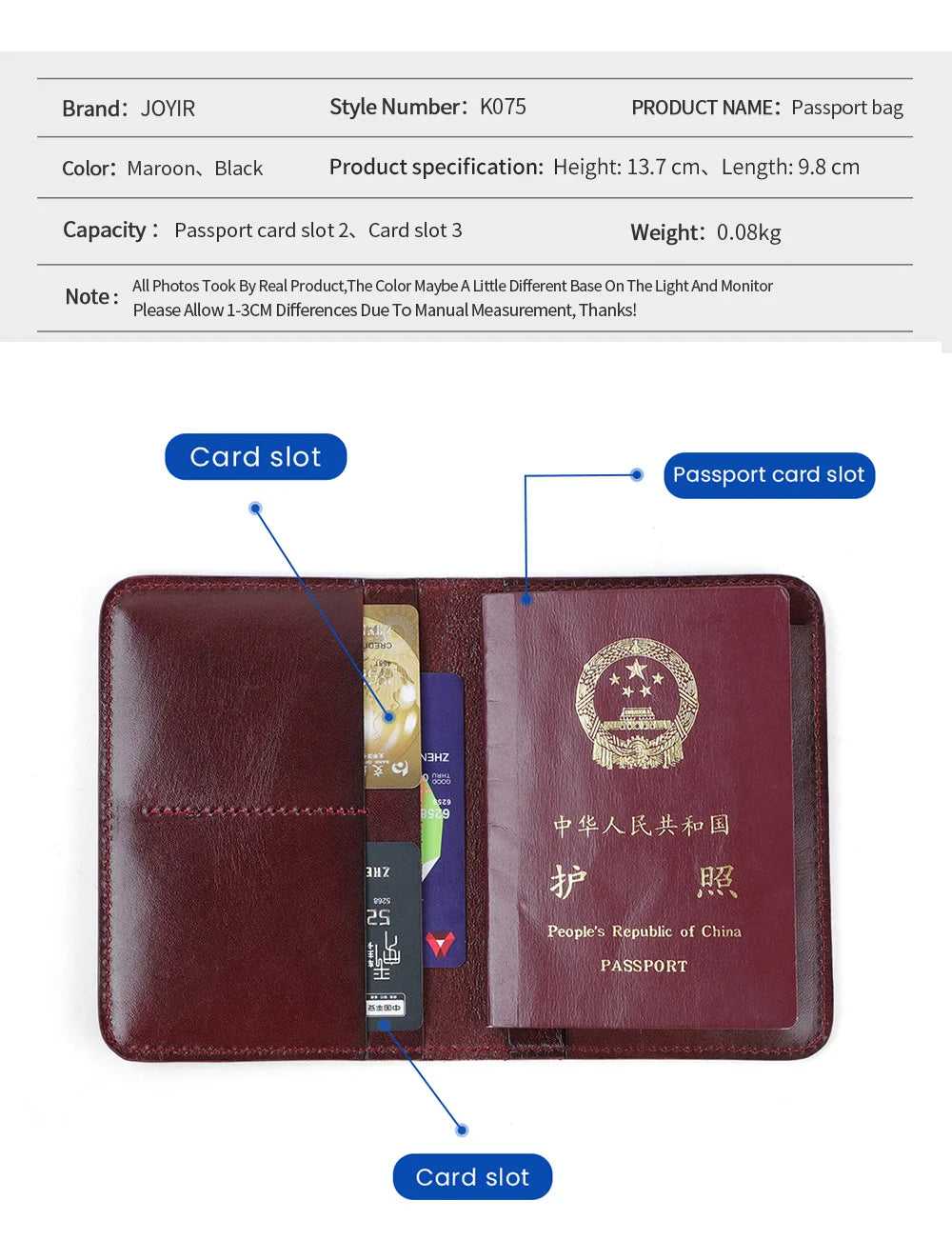 Pochette à Passeport en Cuir Véritable - Porte-Cartes de Crédit et Carte d'Identité - La Maison Cozy