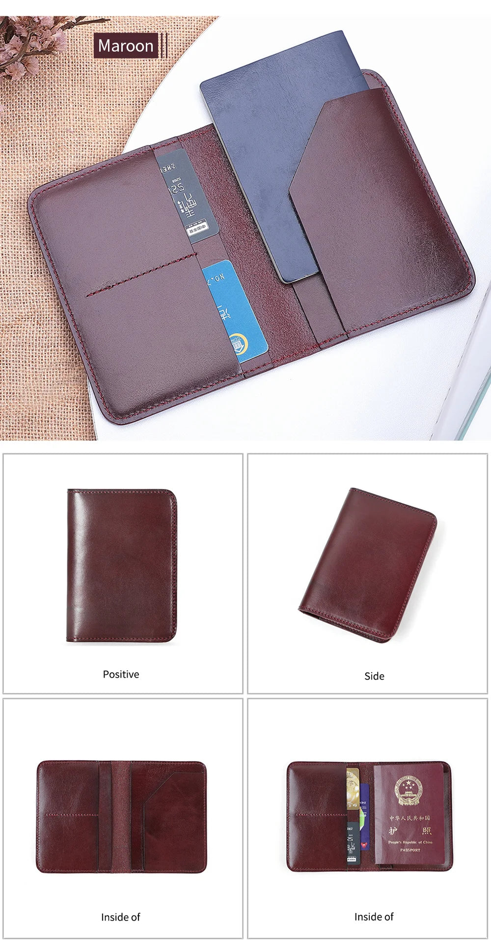 Pochette à Passeport en Cuir Véritable - Porte-Cartes de Crédit et Carte d'Identité - La Maison Cozy