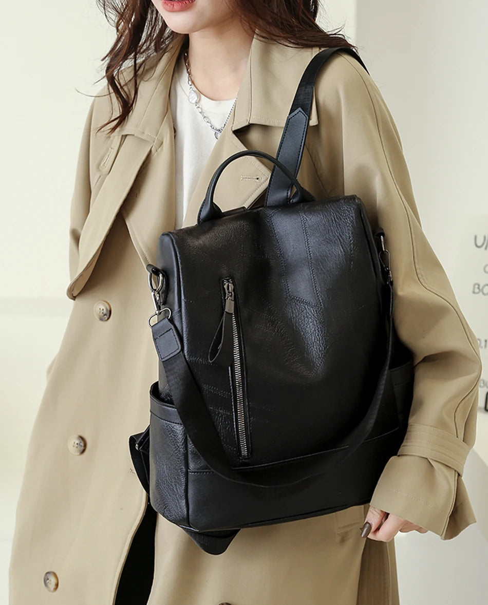 Nouveau Sac à Dos Femme 2023 - Designer, en cuir souple de haute qualité, sac à dos simple et élégant, grande capacité, sac à bandoulière antivol - La Maison Cozy
